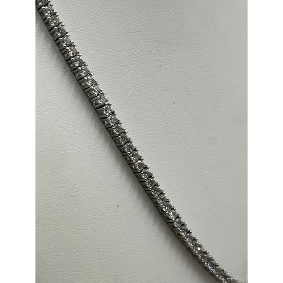 YGI Sterling Silver lolite/Tanzanite Emerald Cut Center Stone CZ Tennis Necklace - Picture 15 of 16